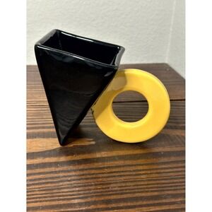 Feltman Langer Porcelain Black Triangular Postmodern Peter Shire Coffee Cup
